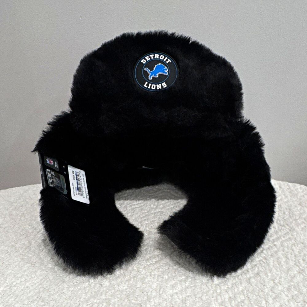New Era Detroit Lions NFL Football Trapper Quilted Hat Black Size S Licensed